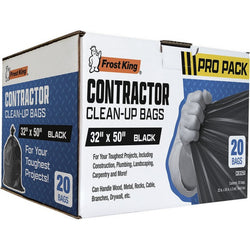 Frost King 4CB3250 3mil 42gal 32 x 50 Black Contractor Trash Bags (20ct)-1PK LANC-448006