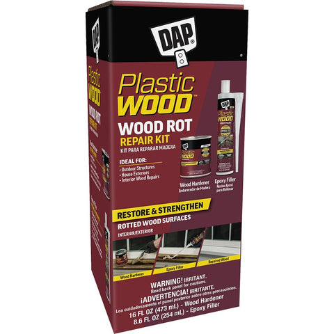 DAP 21005 Plastic Wood Wood Rot Repair Kit (Contains: 16oz Wood Hardener & 8.6oz Epoxy Filler)-1PK LANC-448037