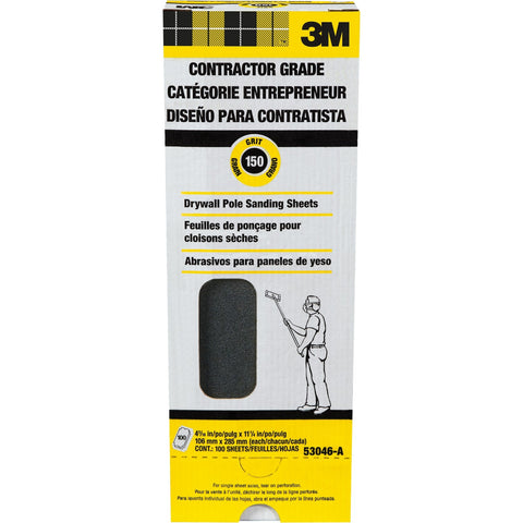 3M 53046-A 4.1875 x 11.25 M-127 (150 Grit) Drywall Sanding Sheets (100/pk) LANC-4688