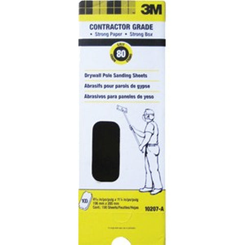 3M 10207-A 4.1875 x 11.25 80D Grit Drywall Sanding Sheets (100/pk) LANC-4698