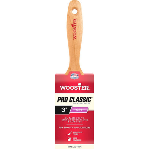 Wooster L1104 3 White China Bristle Pro Classic Varnish Soft Paint Brush-1PK