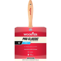Wooster Z1516 6  Pro Classic Black China Extra Thick Block & Stucco Bristle Paint Brush-1PK