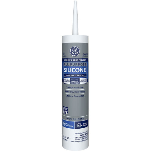 GE GE112A 10.1oz White Window & Door Silicone I Sealant (2749483)-12PK LANC-9241