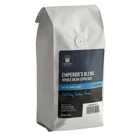Crown Beverages Emperor's Blend Whole Bean Espresso 12 oz. - 6/Pieces WS-110EMPESPWB