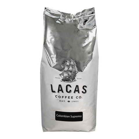 LaPieces Coffee Colombian Supremo Whole Bean Coffee 5 lb. - 4/Pieces WS-110LCWBCOLMB