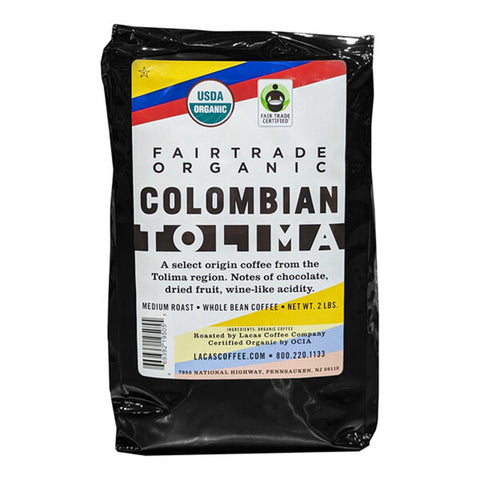 LaPieces Coffee Fair Trade Organic Colombian Tolima Whole Bean Coffee 2 lb. - 8/Pieces WS-110LCWBTOLIM