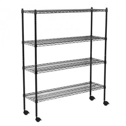 360 Office Furniture 18" x 48" Black Wire Shelving Unit with 74" Posts and Casters WS-328KTC184874-18X48