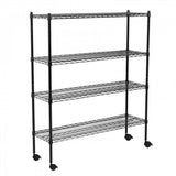 360 Office Furniture 18" x 48" Black Wire Shelving Unit with 74" Posts and Casters WS-328KTC184874-18X48