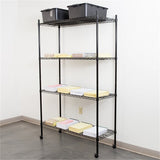 360 Office Furniture 18" x 48" Black Wire Shelving Unit with 74" Posts and Casters WS-328KTC184874-18X48