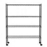360 Office Furniture 18" x 48" Black Wire Shelving Unit with 74" Posts and Casters WS-328KTC184874-18X48