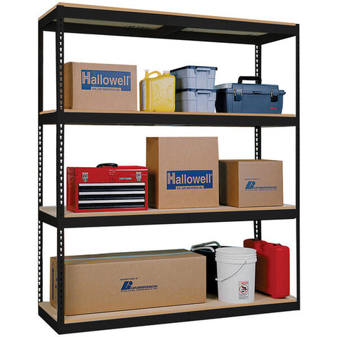 Hallowell 36 48 84 Black 4- Shelf Boltless Shelving, Decking, 4880lb capacity WS-DRH483684-4S-ME