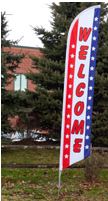 Banner, WELCOME Sign, Pole Kit Flag Outdoor Signage 27 w by 142 1/2H 13042