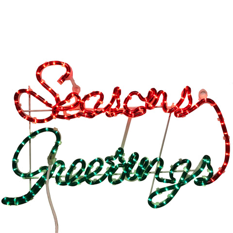 Seasons Greetings Holiday Window Yard Sign with Rope Light 23x13 seasonsgreetings