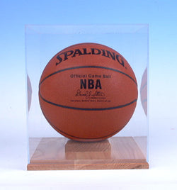 Acrylic Basketball Display case with Oak Base 100028