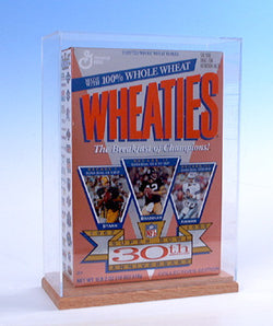 Acrylic Cereal Box 12 oz Display Case with Painted Wood Base 100049