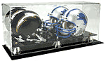 Double Mini Football Helmet Display case Black acrylic base 100120