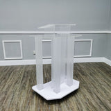Acrylic Podium Wood Pulpit Large Lecterm for Church School Conference Plexiglass Events Hotel Party 10014
