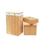 Set of 3 Laundry Hampers Bamboo Square Wicker Clothes Bin Baskets Storage Bin Organizers 100208