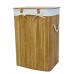 Set of 3 Laundry Hampers Bamboo Square Wicker Clothes Bin Baskets Storage Bin Organizers Folding Bas