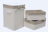 Set of 3 Laundry Hampers Bamboo Square Wicker Clothes Bin Baskets Storage Bin Organizers 100209