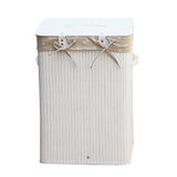 Set of 3 Laundry Hampers Bamboo Square Wicker Clothes Bin Baskets Storage Bin Organizers 100209