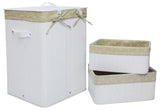 Set of 3 Laundry Hampers Bamboo Square Wicker Clothes Bin Baskets Storage Bin Organizers 100209