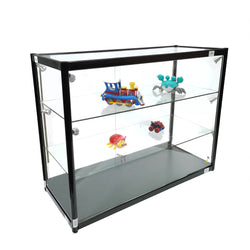 LED Lighted 3-Shelf Glass Showcase Cabinet Lock Display Store Counter Collection 100277