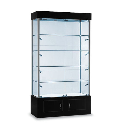 Black Lighted Tower Display Case with Adjustable Shelves 100279