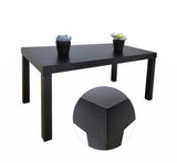 Black Coffee Table End SideTable Living Room Furniture Light Weight Willow Grain 10034