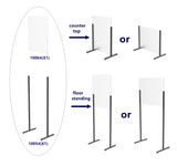 Acrylic Plexiglass Shield Sneeze Guard Floor Stand Landscape (32" Wide) or Portrait (24" Wide) Table