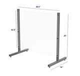 Sneeze Guard Countertop (25"Tall) or Floor (64" Tall), Mount Landscape (28" Wide) or Portrait (22" Wide) Adjustable Plexiglass Clear Acrylic with Metal Frame 10054+10076