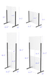 Acrylic Plexiglass Shield Sneeze Guard Floor Stand Landscape (32" Wide) or Portrait (24" Wide) Table