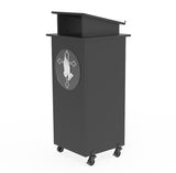 Black Wood Podium Pulpit Lectern Event with Prayer Hands Logo Debate Speech School Mobile on Wheel