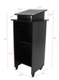 Black Wood Podium Pulpit Lectern Event with Prayer Hands Logo Debate Speech School Mobile on Wheel