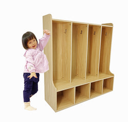 4-Section Kids School Coat Locker 41 X 13 X 43" with Bench and Cubbies, Backpack and Cubby Storage