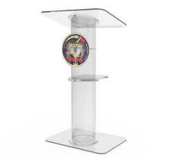 Clear Church Pulpit Event Lectern Plexiglass Acrylic Debate Podium School Logo 10060+16780+15901-Color-10.5X10.5