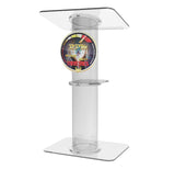 Clear Church Pulpit Event Lectern Plexiglass Acrylic Debate Podium School Logo 10060+16780+15901-Color-12X12