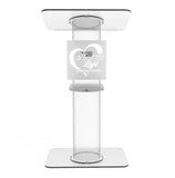 Clear Church Pulpit Event Lectern Plexiglass Acrylic Debate Podium School Logo 10060+16780+15901-Laser-10.5X10.5