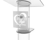 Clear Church Pulpit Event Lectern Plexiglass Acrylic Debate Podium School Logo 10060+16780+15901-Laser-10.5X10.5