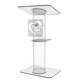 Clear Church Pulpit Event Lectern Plexiglass Acrylic Debate Podium School Logo 10060+16780+15901-Laser-10.5X10.5