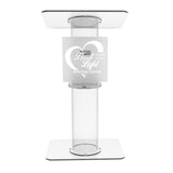 Clear Church Pulpit Event Lectern Plexiglass Acrylic Debate Podium School Logo 10060+16780+15901-Laser-12X12