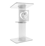 Clear Church Pulpit Event Lectern Plexiglass Acrylic Debate Podium School Logo 10060+16780+15901-Laser-12X12