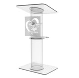 Clear Church Pulpit Event Lectern Plexiglass Acrylic Debate Podium School Logo 10060+16780+15901-Laser-12X12