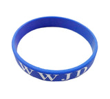 Blue Silicone Wristband Bracelet WWJD Christian Gift
