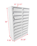 20-Slot 10.8“ Wide Door Large 10" Wide Slot Cellphone Locker Station Storage Cabinet 23.3" Wide X 9.1" Deep X 35" Tall Mail Slot Group Box 10078
