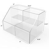 FixtureDisplays® Small 4-Slot Double Wide Tiered Acrylic Desktop Organizer - Ideal for Makeup and Pens 100813