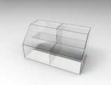 FixtureDisplays® Medium Double-Wide Tiered Acrylic Bin Display - Clear Plexiglass/Lucite 100814