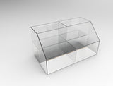 FixtureDisplays® Medium Double-Wide Tiered Acrylic Bin Display - Clear Plexiglass/Lucite 100814