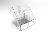 FixtureDisplays® Clear Acrylic 3-Tier 6-Bin Candy and Literature Display - 12.5" H x 12" W x 12.5" D 100815