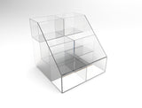 FixtureDisplays® Clear Acrylic 3-Tier 6-Bin Candy and Literature Display - 12.5" H x 12" W x 12.5" D 100815